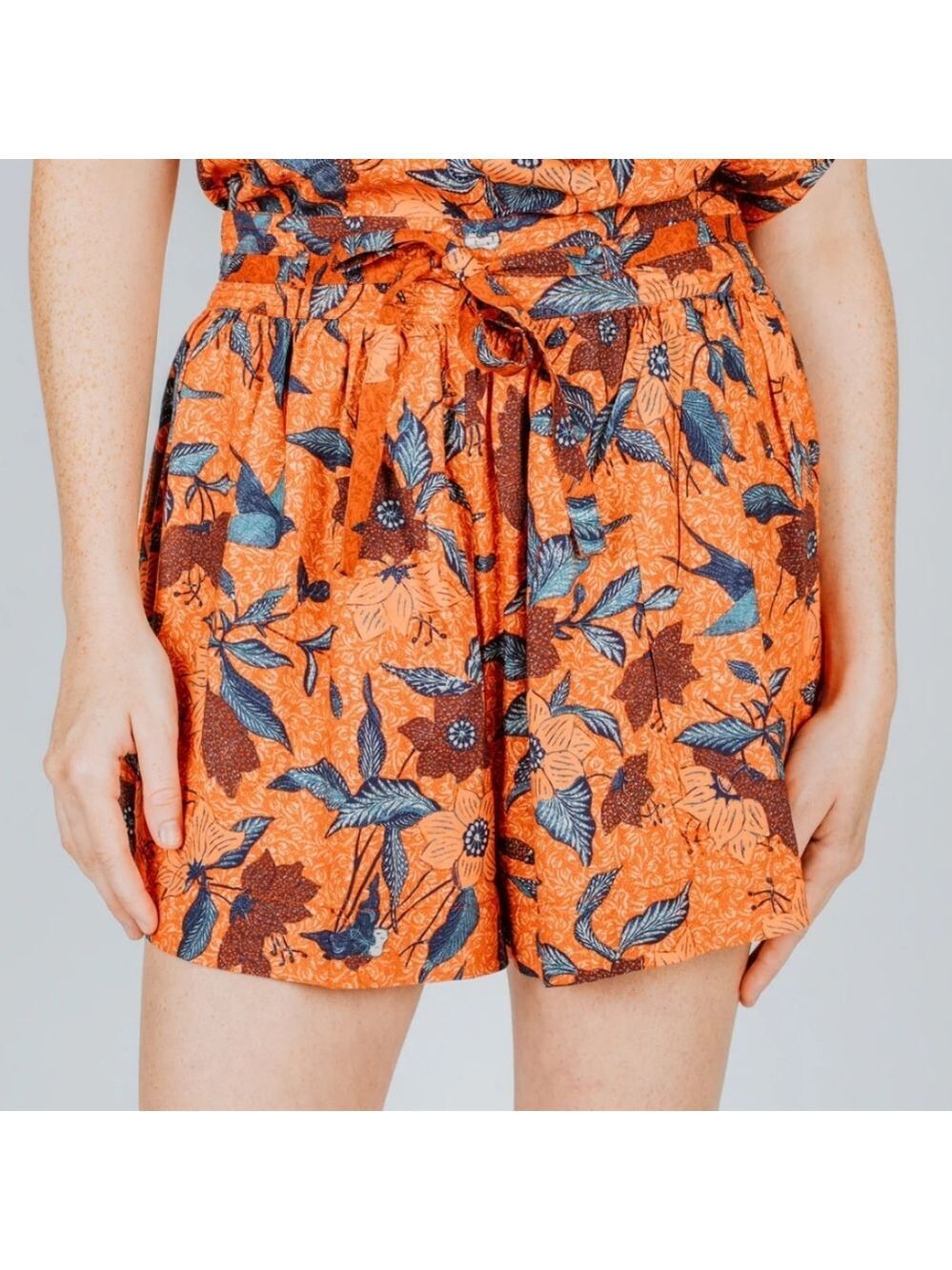 Ulla Johnson Rowan Birds Shorts Carmine